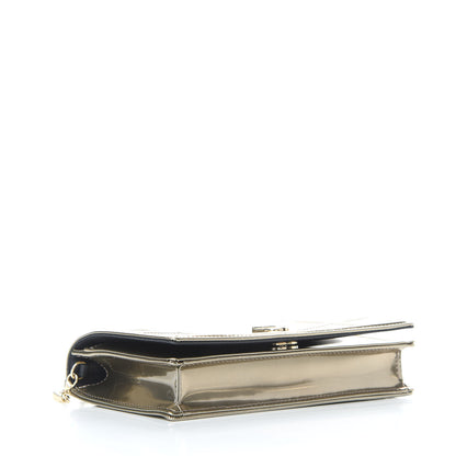 Christian Dior Metallic Patent Micro-Cannage Diorama Wallet on Chain Pouch Gold 4 of 9