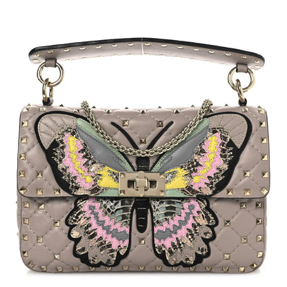 Valentino Garavani Nappa Butterfly Medium Rockstud Spike Shoulder Bag Poudre 1 of 9