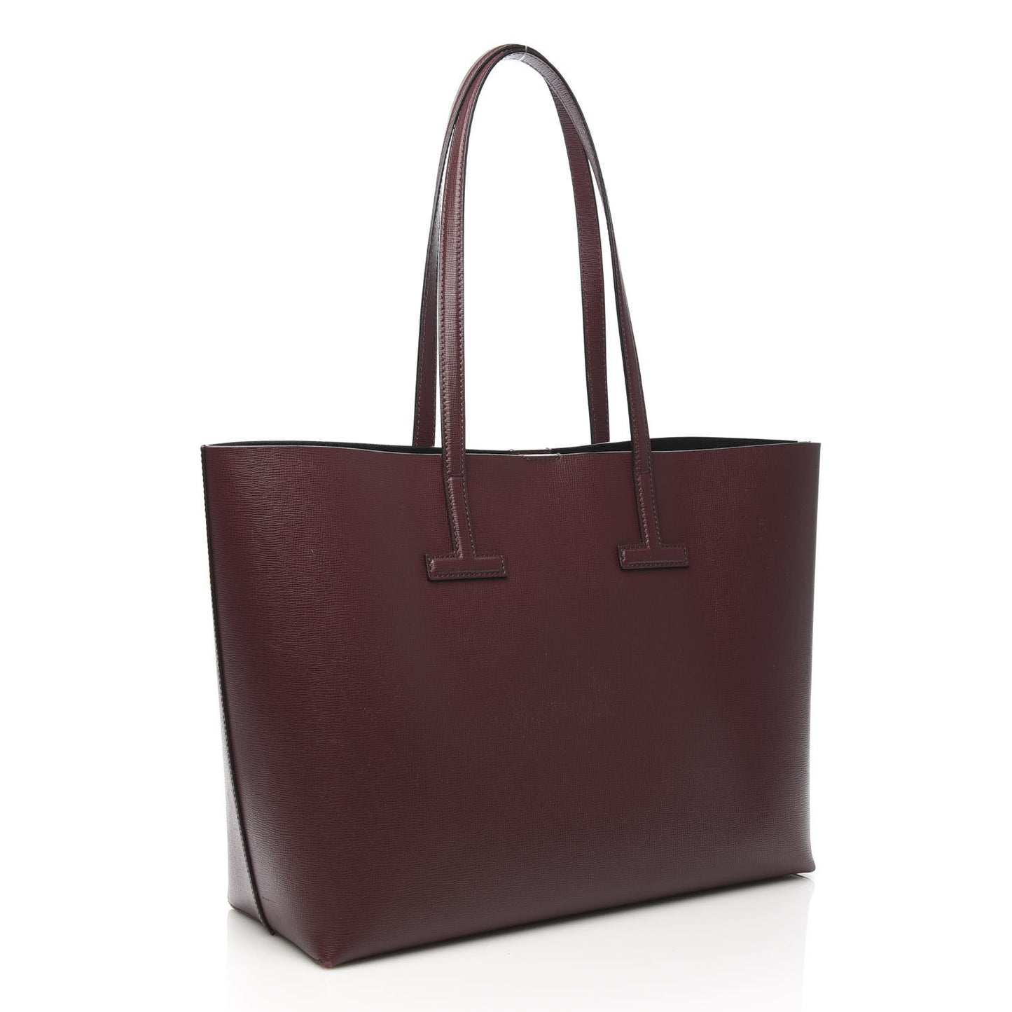 Grained Calfskin Small T Tote Bordeaux