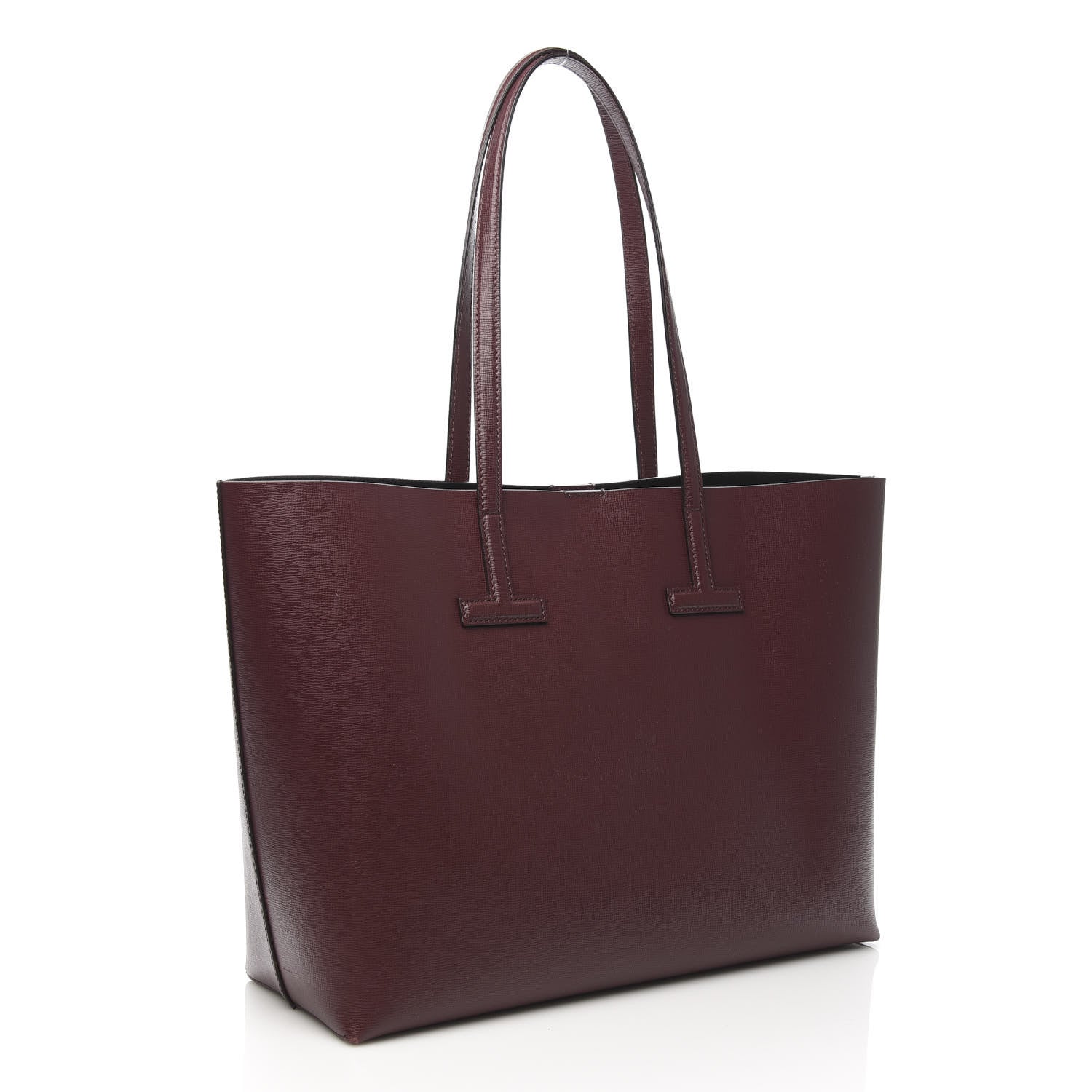 Tom Ford Grained Calfskin Small T Tote Bordeaux 3 of 9
