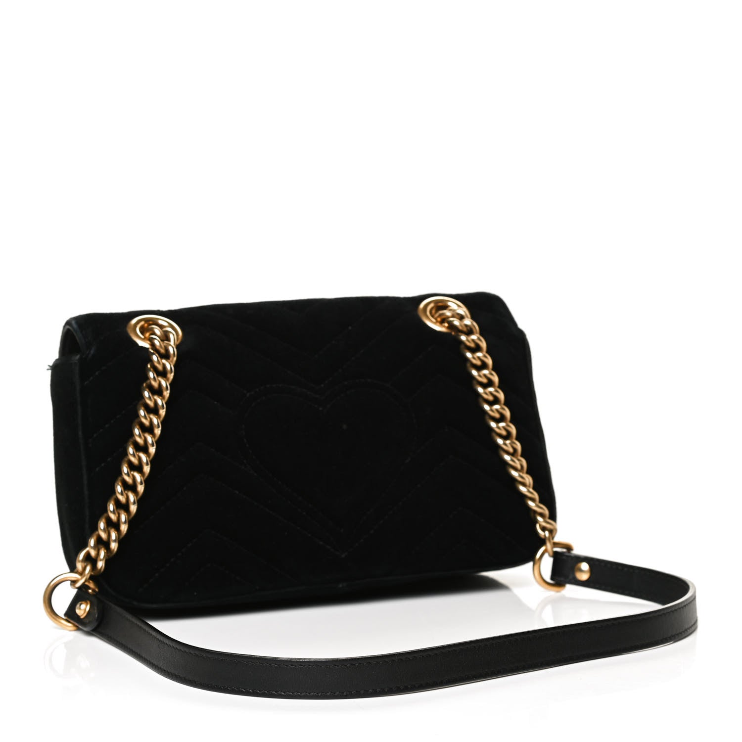 Gucci Velvet Matelasse Mini GG Marmont Shoulder Bag Black 3 of 13