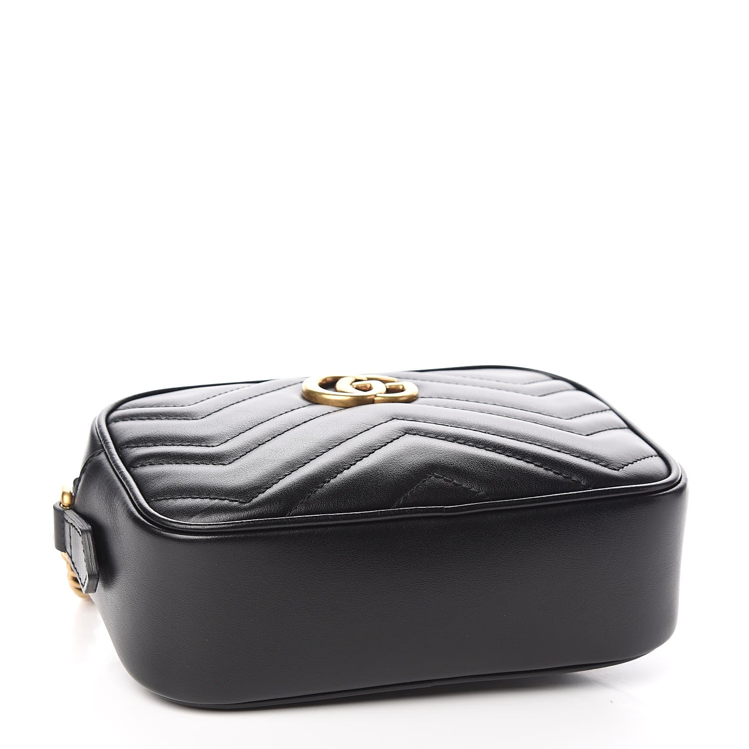 Gucci Calfskin Matelasse Mini GG Marmont Chain Shoulder Bag Black 4 of 10
