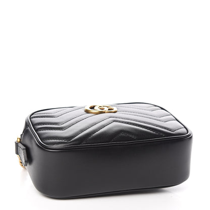Gucci Calfskin Matelasse Mini GG Marmont Chain Shoulder Bag Black 4 of 10