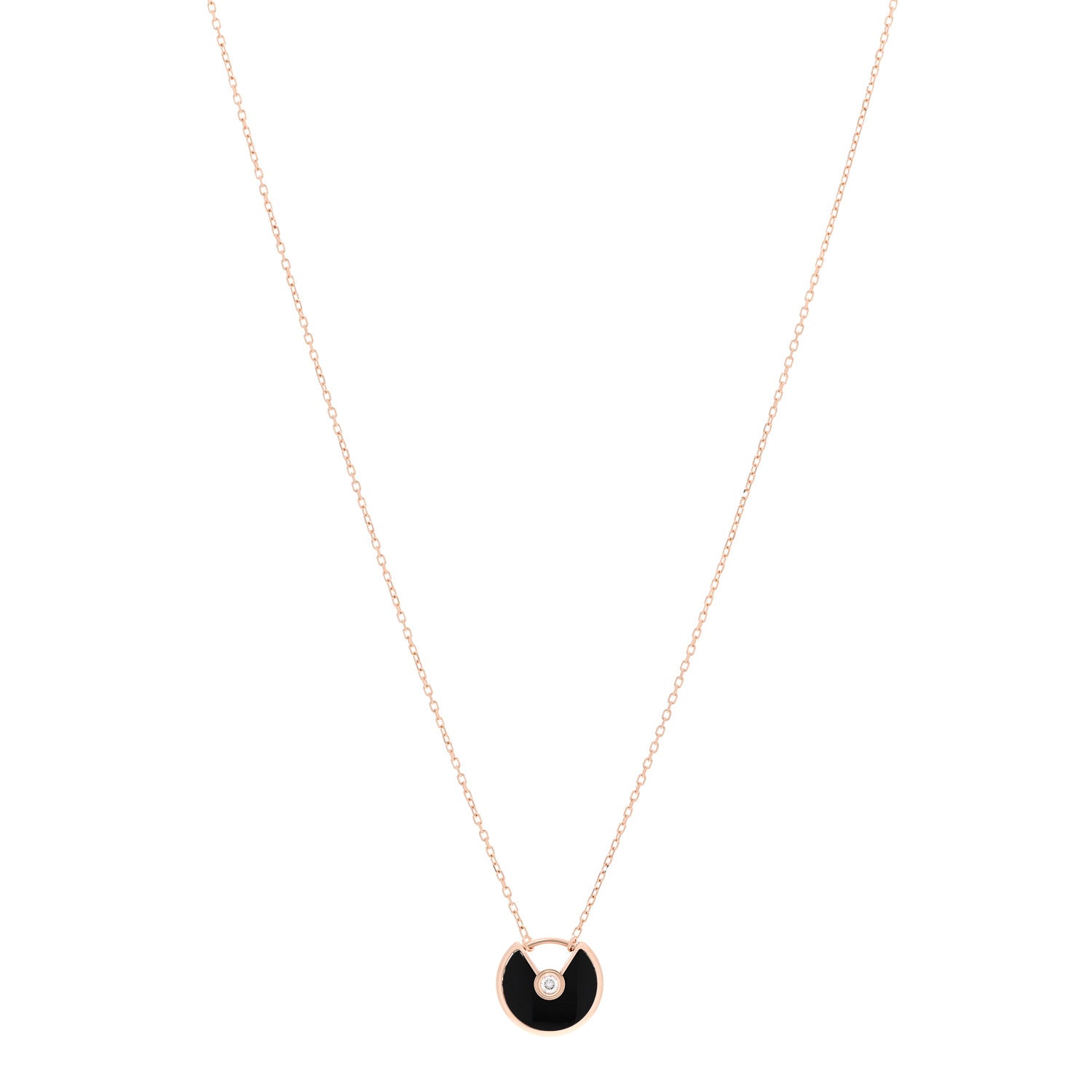 Cartier 18K Pink Gold Diamond Black Onyx XS Amulette de Cartier Pendant Necklace 1 of 5