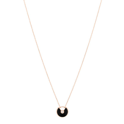 Cartier 18K Pink Gold Diamond Black Onyx XS Amulette de Cartier Pendant Necklace 1 of 5