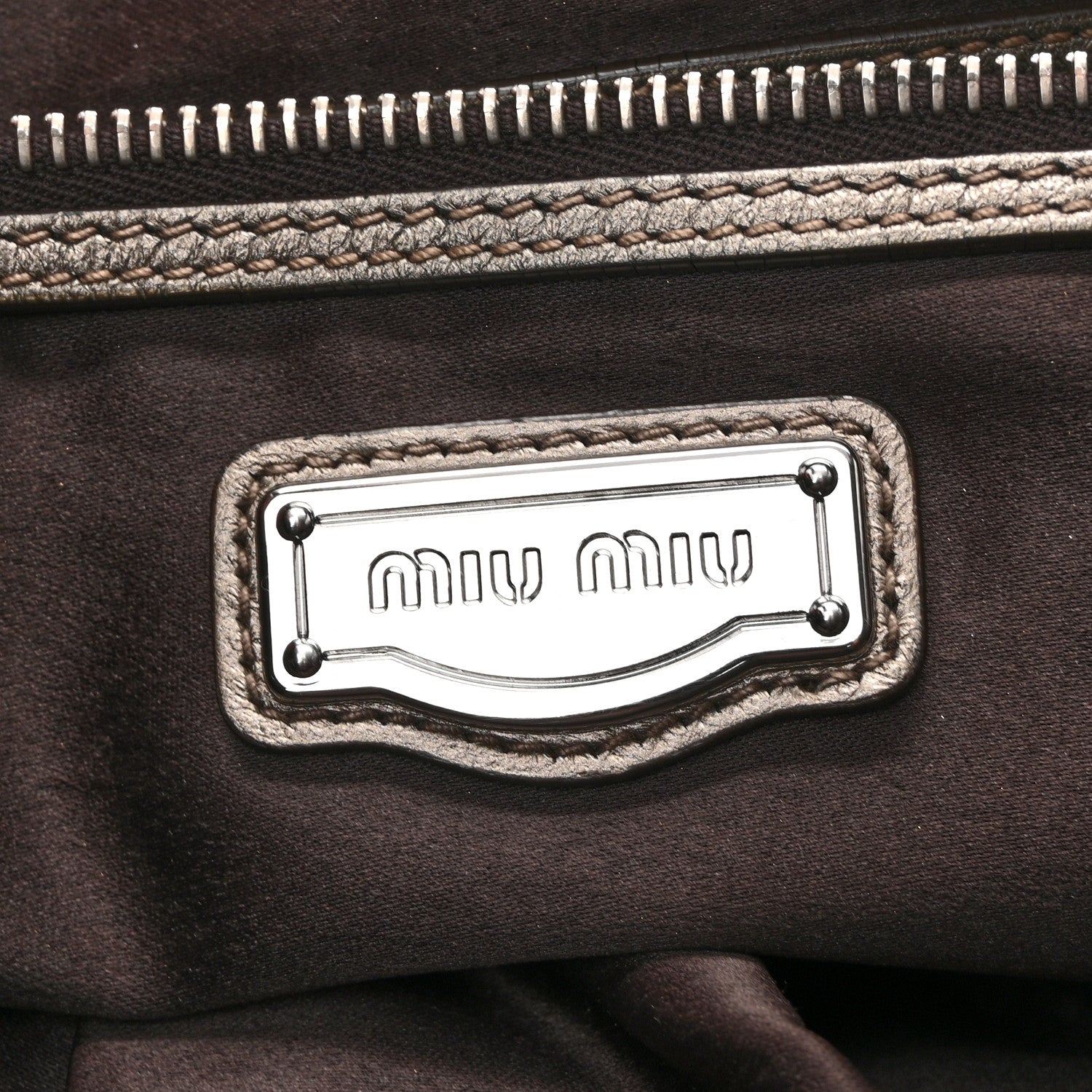 Miu Miu Metallic Nappa Woven Hobo Bronze 6 of 15