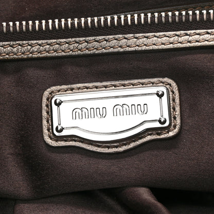 Miu Miu Metallic Nappa Woven Hobo Bronze 6 of 15