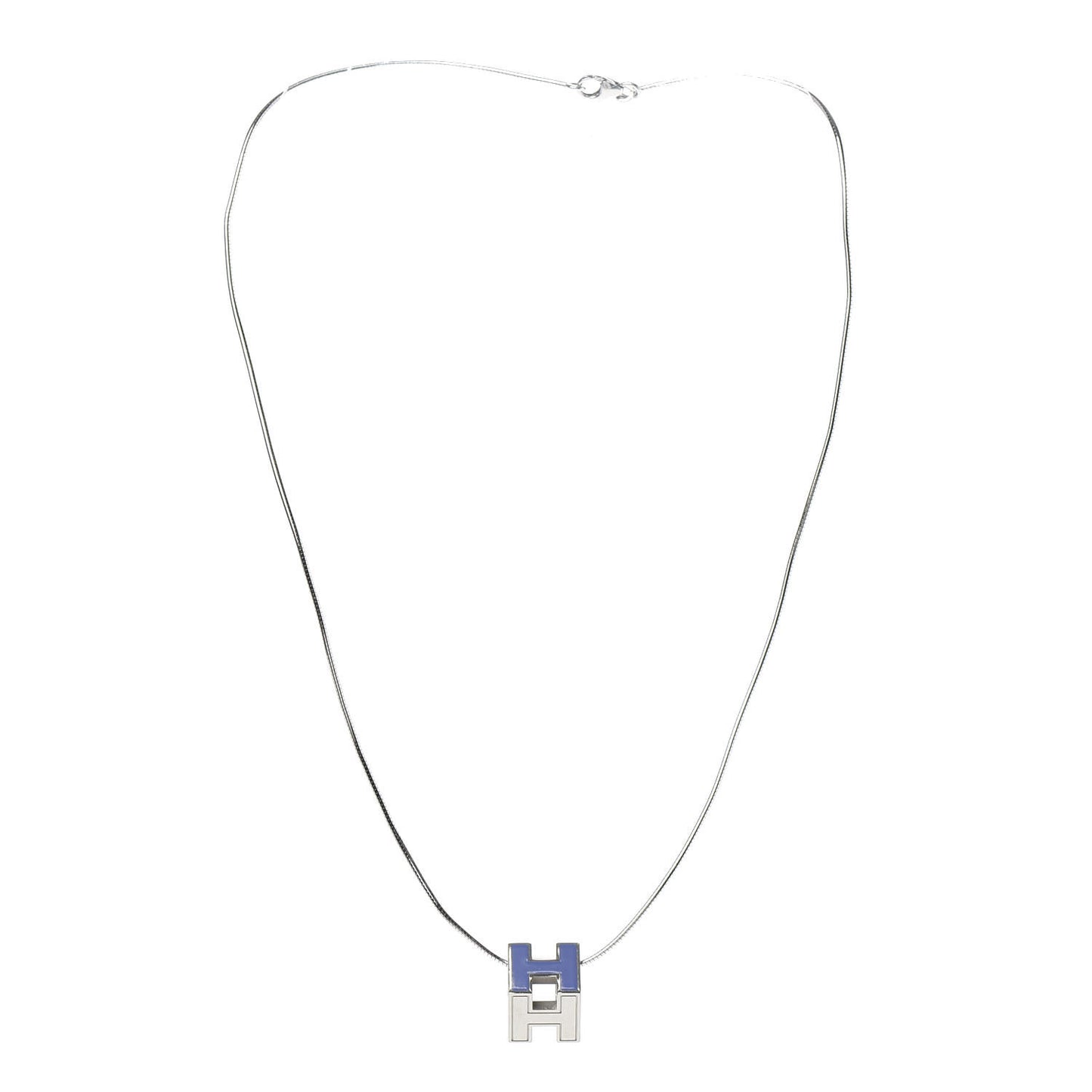 Palladium Lacquered Cage d'H Pendant Necklace Pervenche
