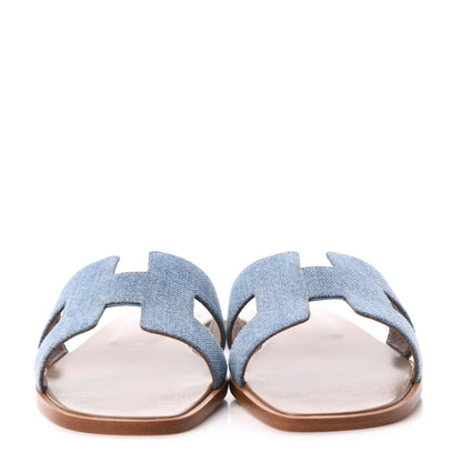 Hermes Denim Canvas Oran Sandals 39 Bleu Clair 2 of 9