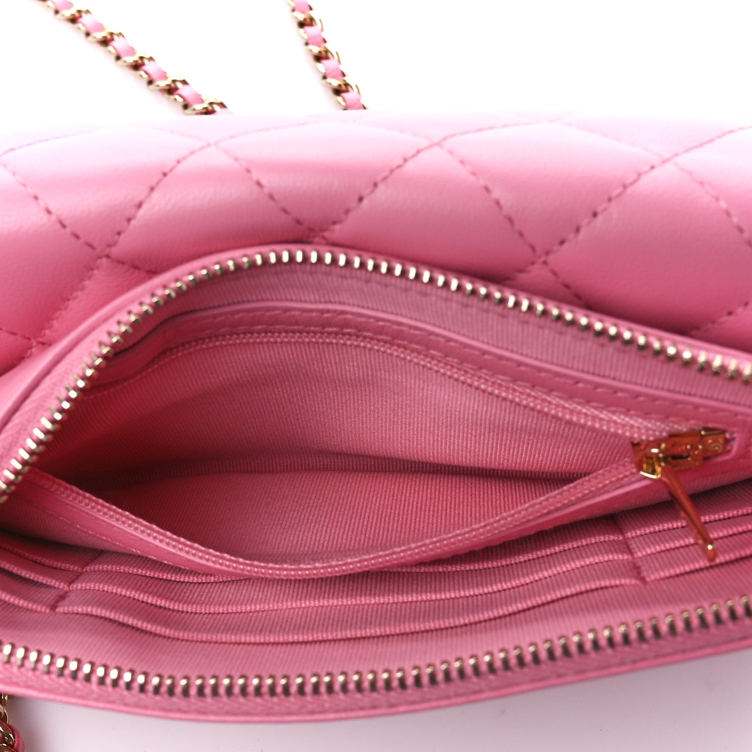 Chanel Lambskin Quilted Flap Phone Holder With Chain Pink 7 of 15
