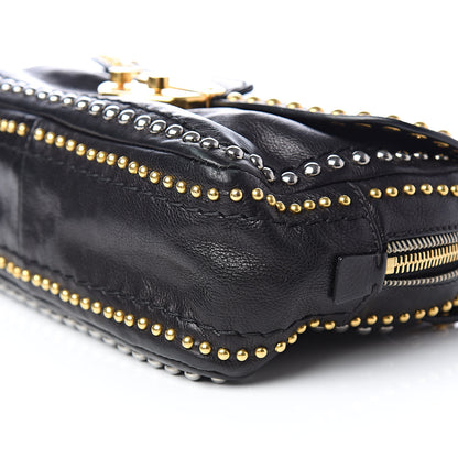 Prada Glace Calf Studded Pushlock Chain Shoulder Bag Black 9 of 10