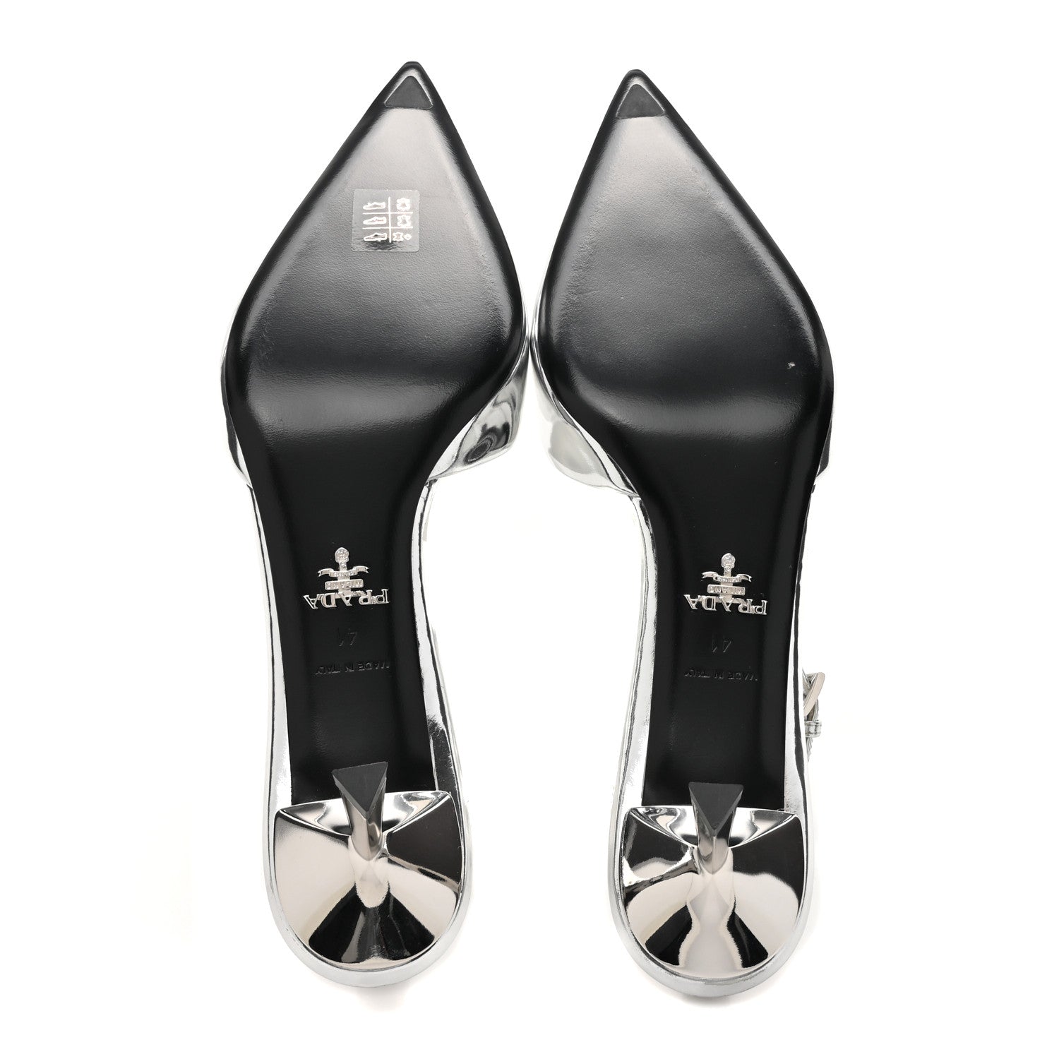 Prada Metallic Calfskin Pointed Toe Pumps 41 Argento 5 of 10