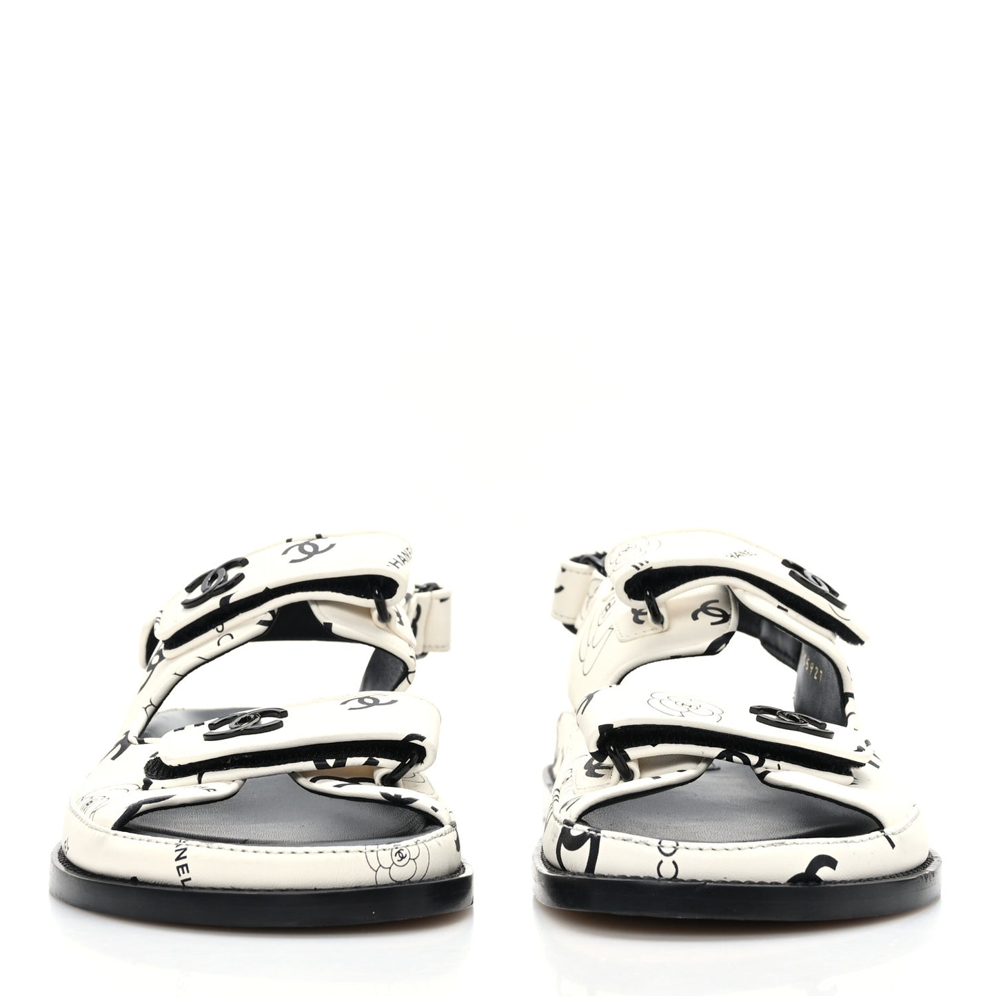 Lambskin Printed CC Velcro Dad Sandals 40 White Black