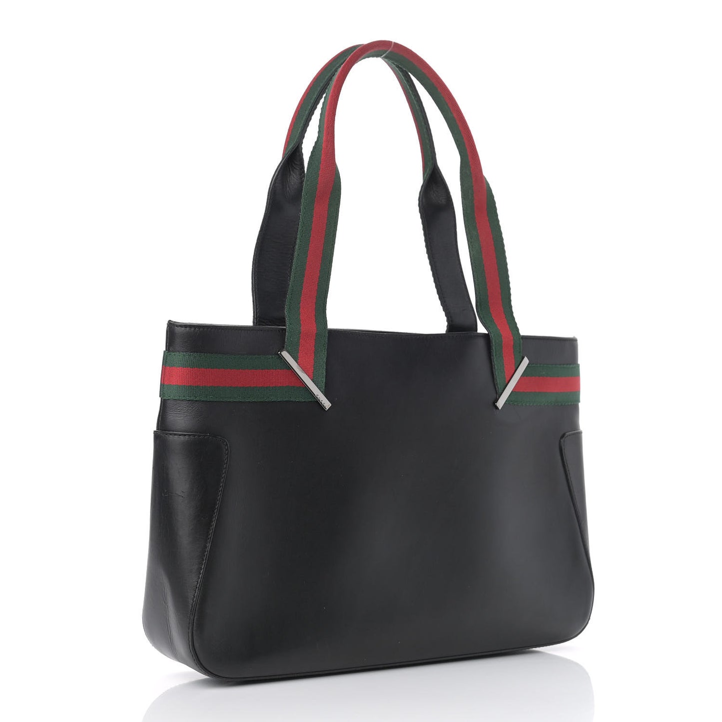 Calfskin Web Tote Black