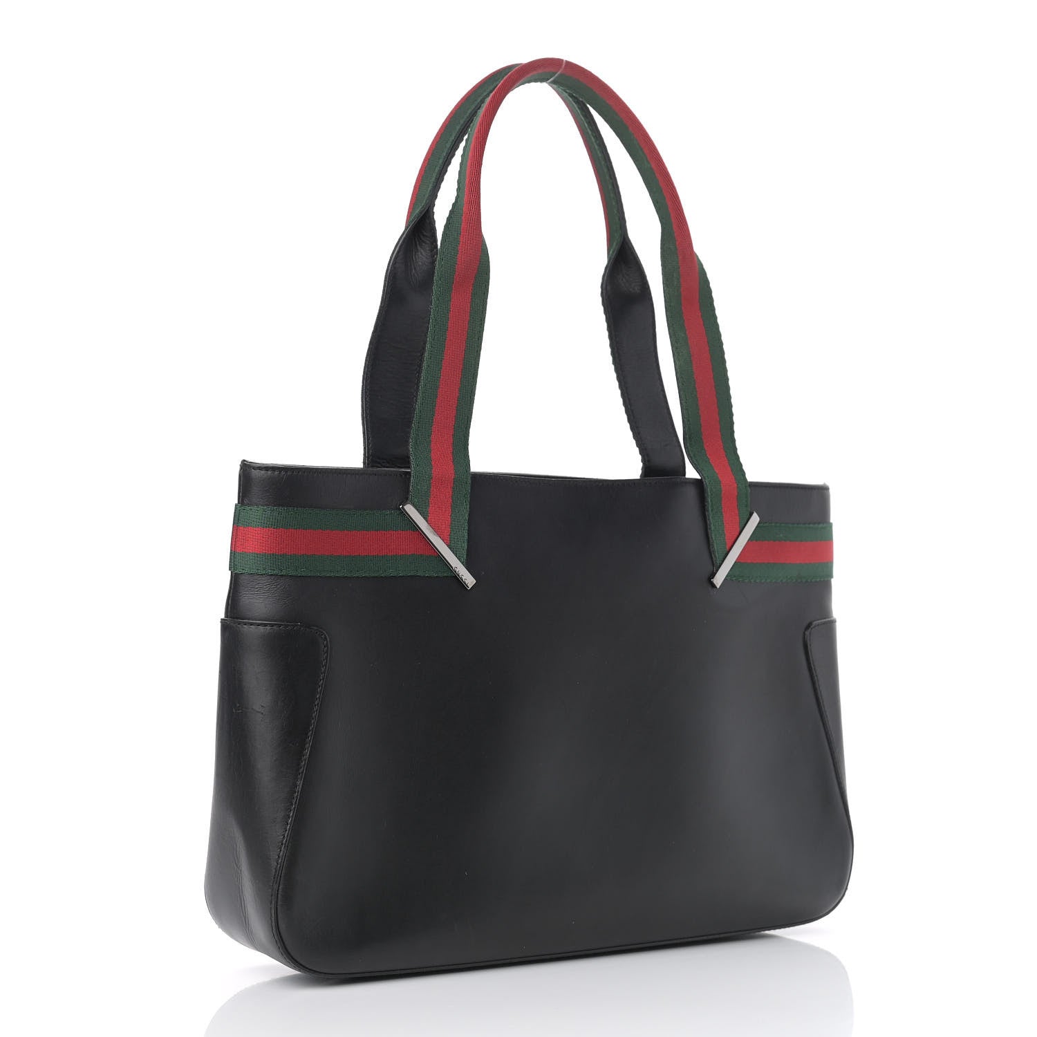 Gucci Calfskin Web Tote Black 3 of 12