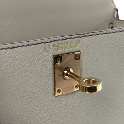 Hermes Chevre Mysore Horseshoe Mini Kelly Sellier 20 Gris Perle Raisin 6 of 9