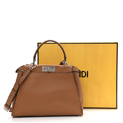 Fendi Cuoio Romano Selleria Bi-Color Medium Peekaboo Iconic Satchel Mou Deserto 11 of 16