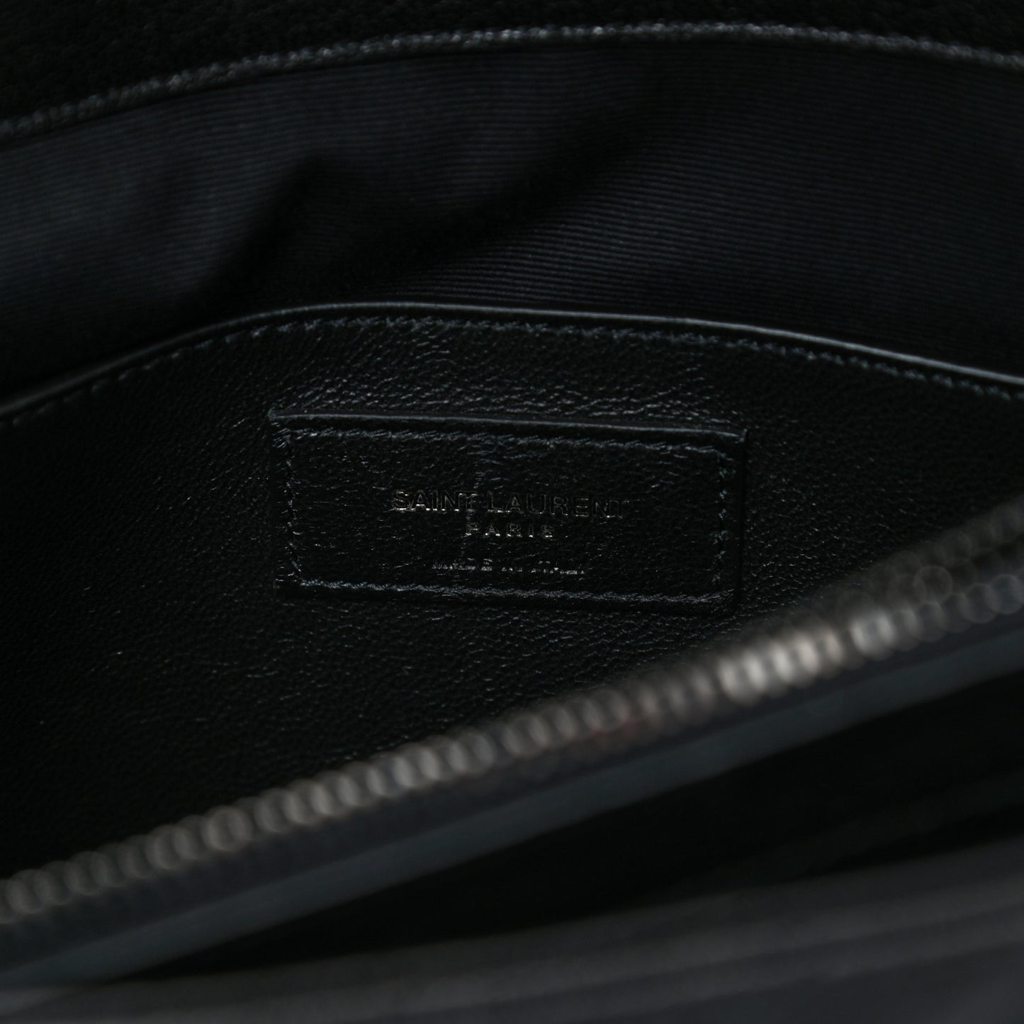 Sheepskin Matelasse Chevron Monogram Large College Satchel Black
