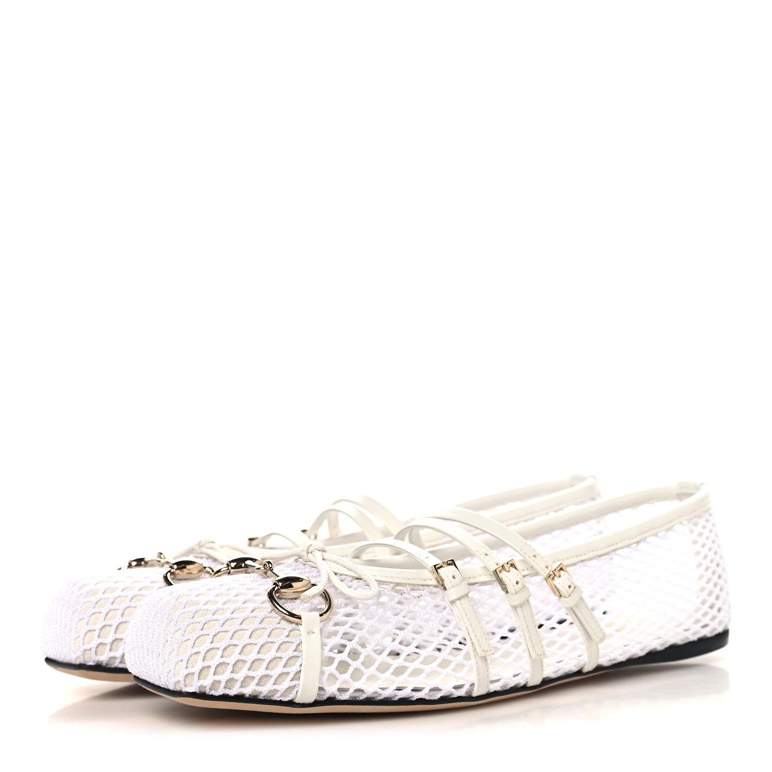 Gucci Video Net Nappa Horsebit Ballerina Flats 39 Great White 4 of 10