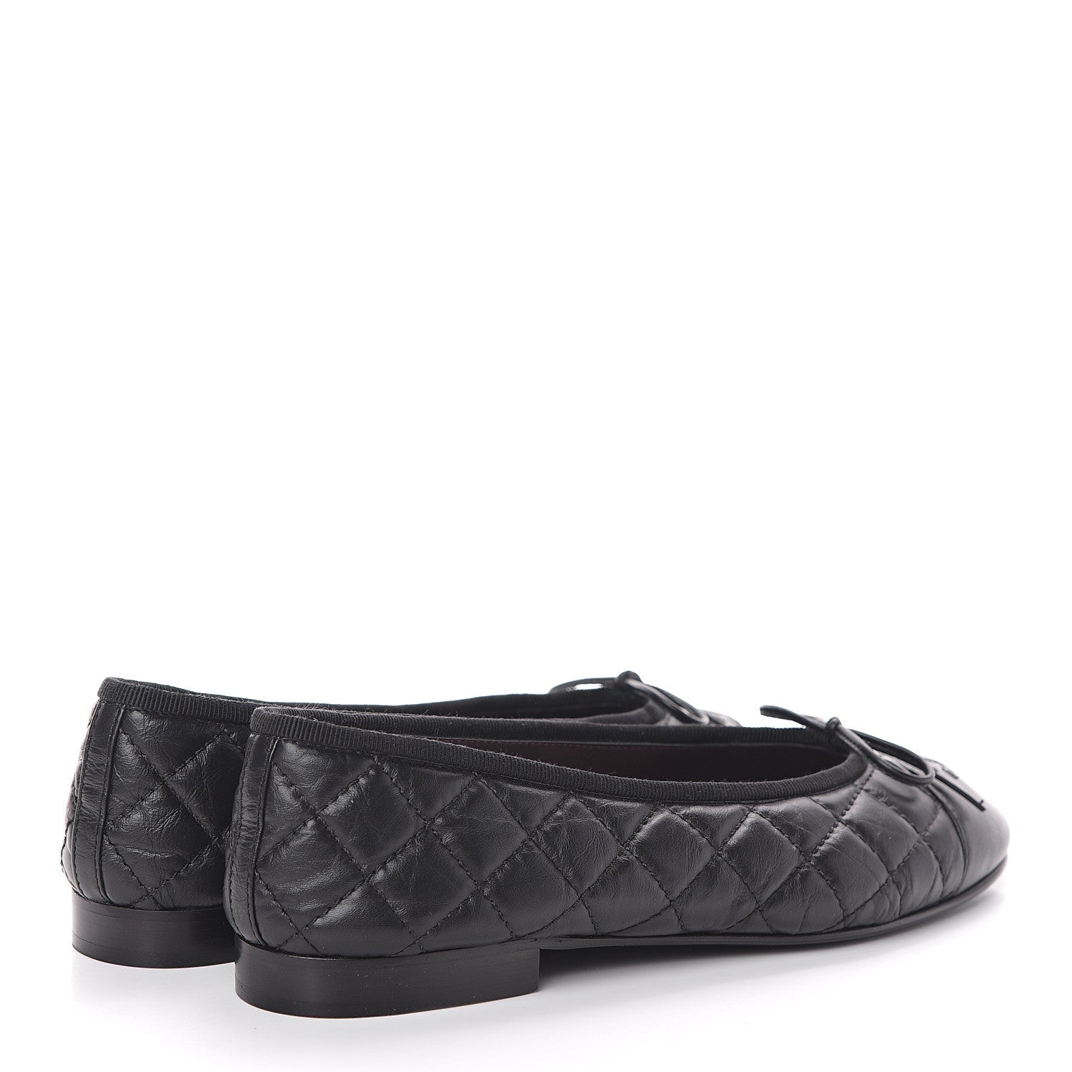 Chanel Aged Calfskin Quilted Cap Toe Ballerina Flats 37 Black 4 of 7