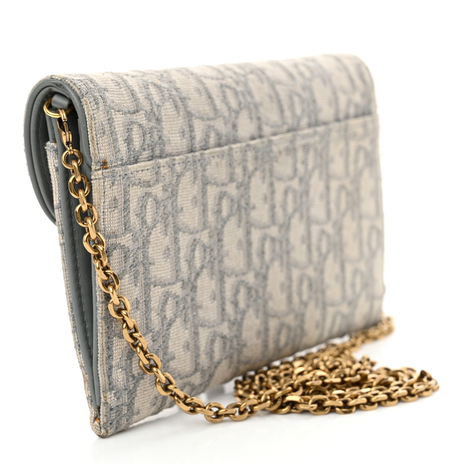 Christian Dior Oblique Saddle Chain Long Wallet Grey 4 of 14