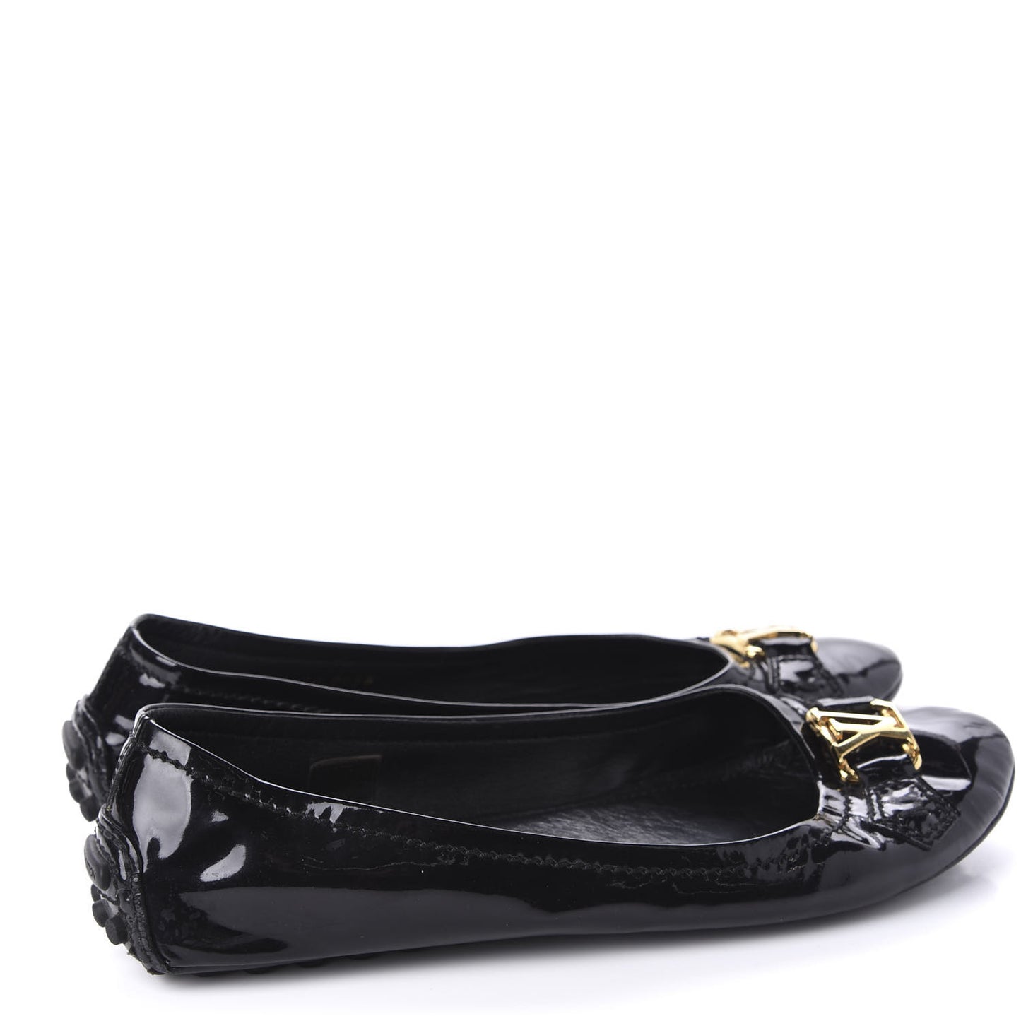 Patent Calfskin Oxford Loafers 37.5 Black