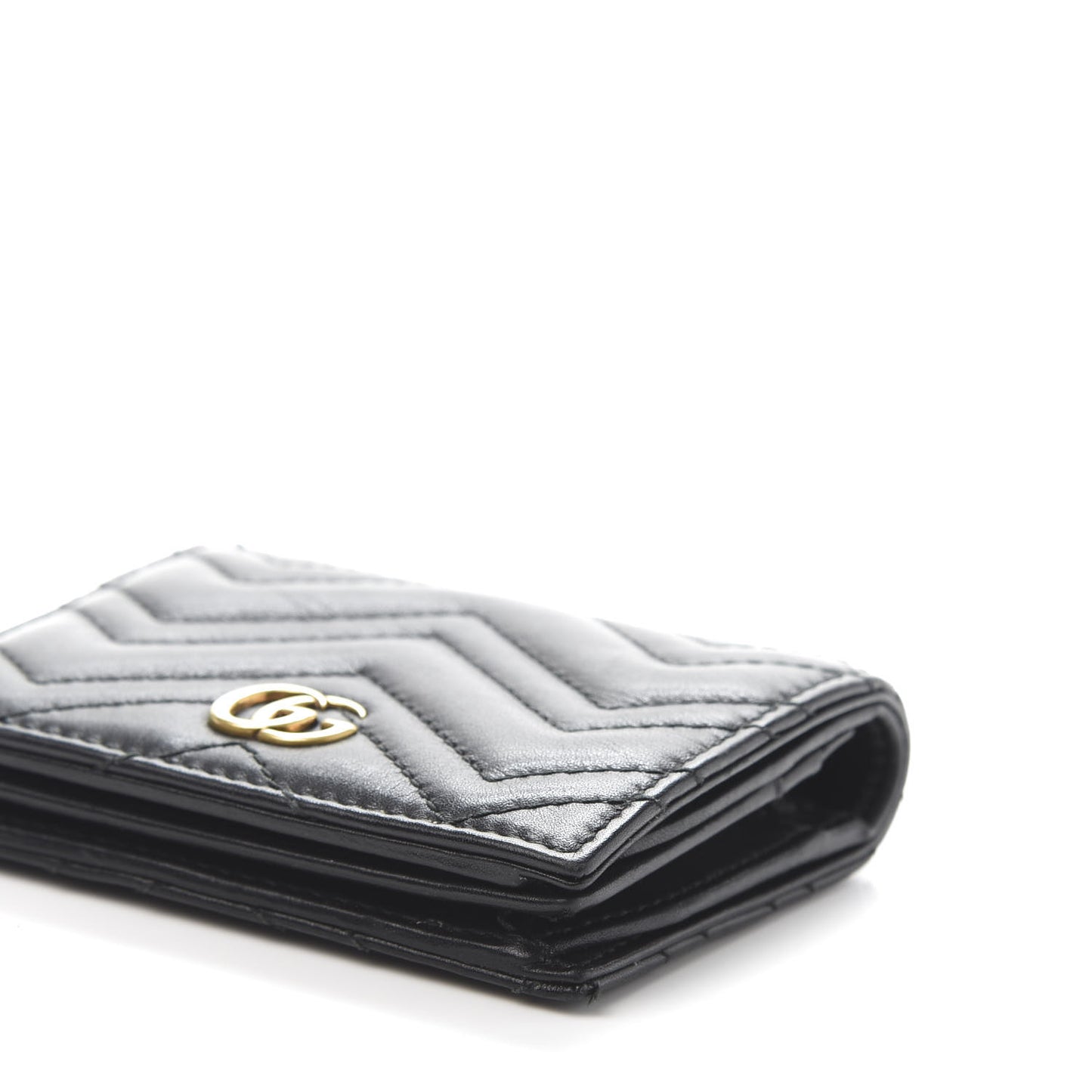 Calfskin Matelasse GG Marmont Card Case Wallet Black
