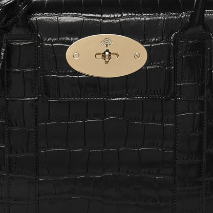 Mulberry Shiny Calfskin Crocodile Print Small Bayswater Satchel Black 7 of 9