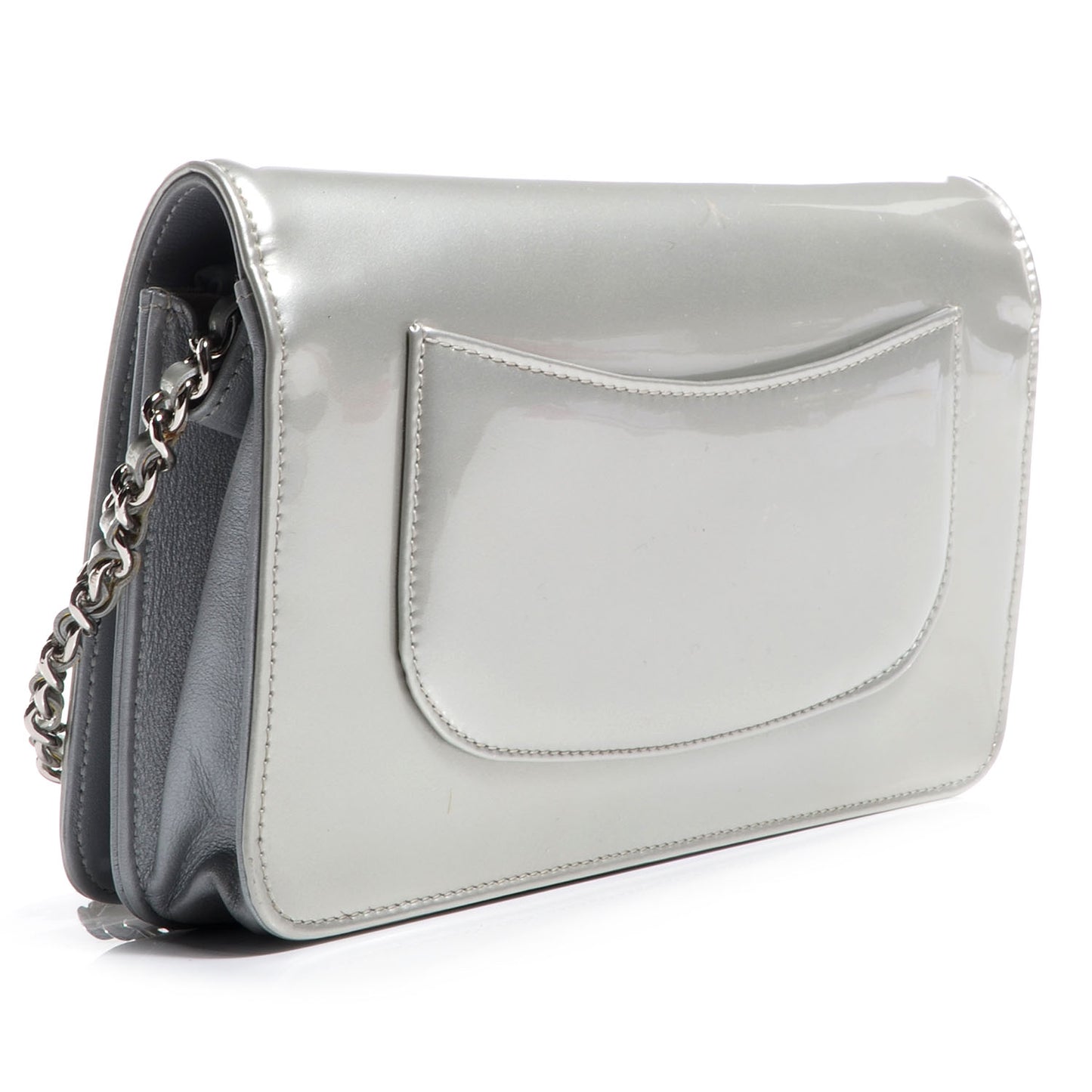 Patent Strass Wallet On Chain WOC Silver