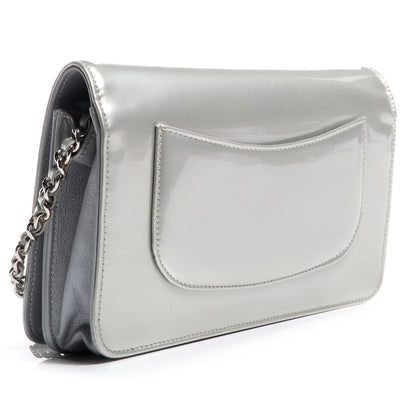 Chanel Patent Strass Wallet On Chain WOC Silver 3 of 8