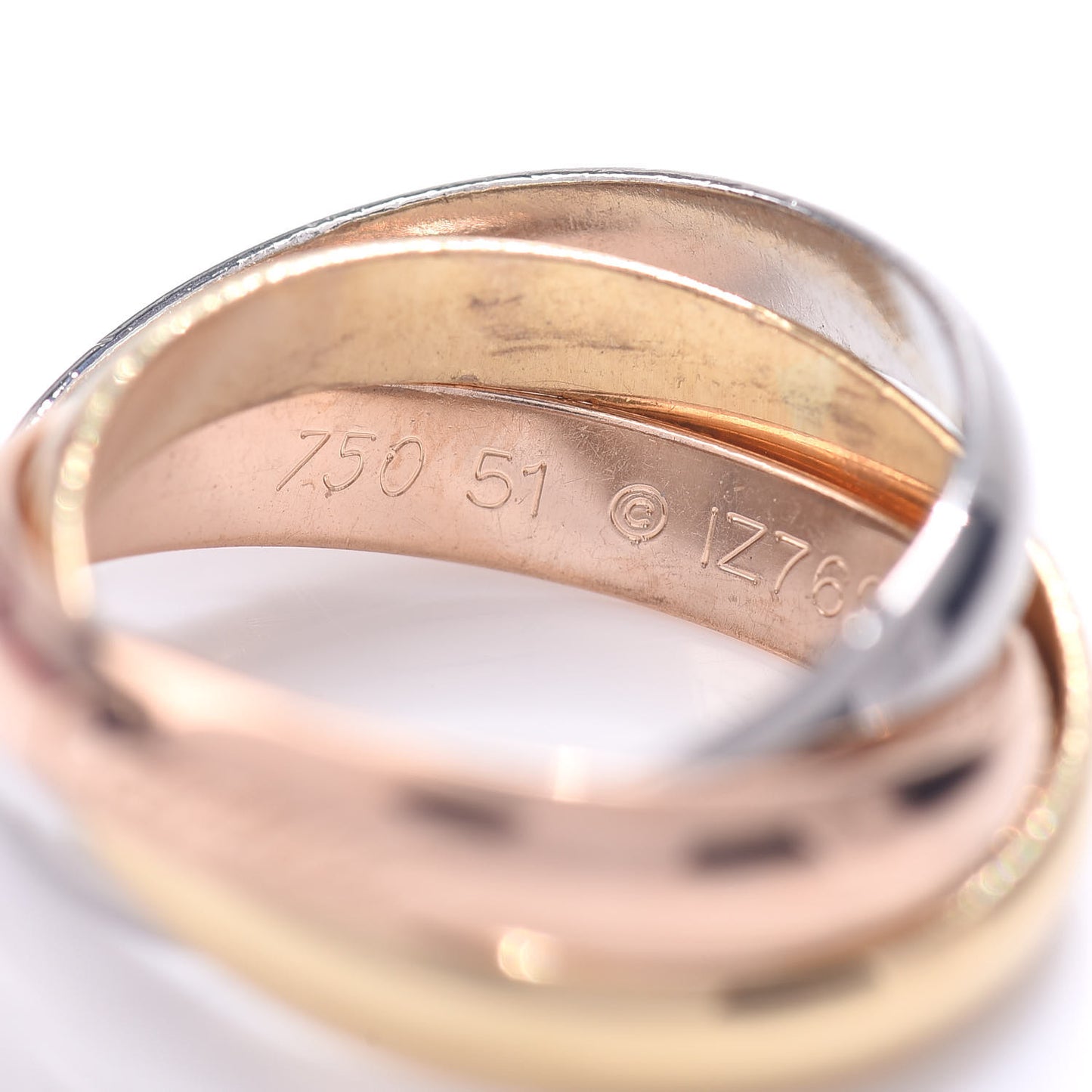 18K Pink Yellow White Gold Classic Trinity Ring 51 5.75