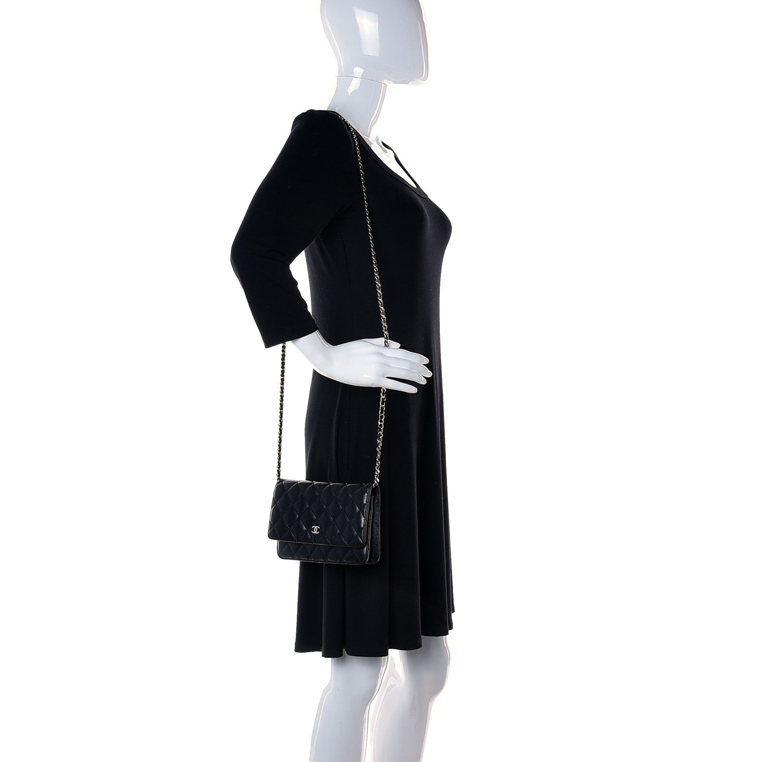 Chanel Lambskin Quilted Wallet On Chain WOC Black 2 of 15