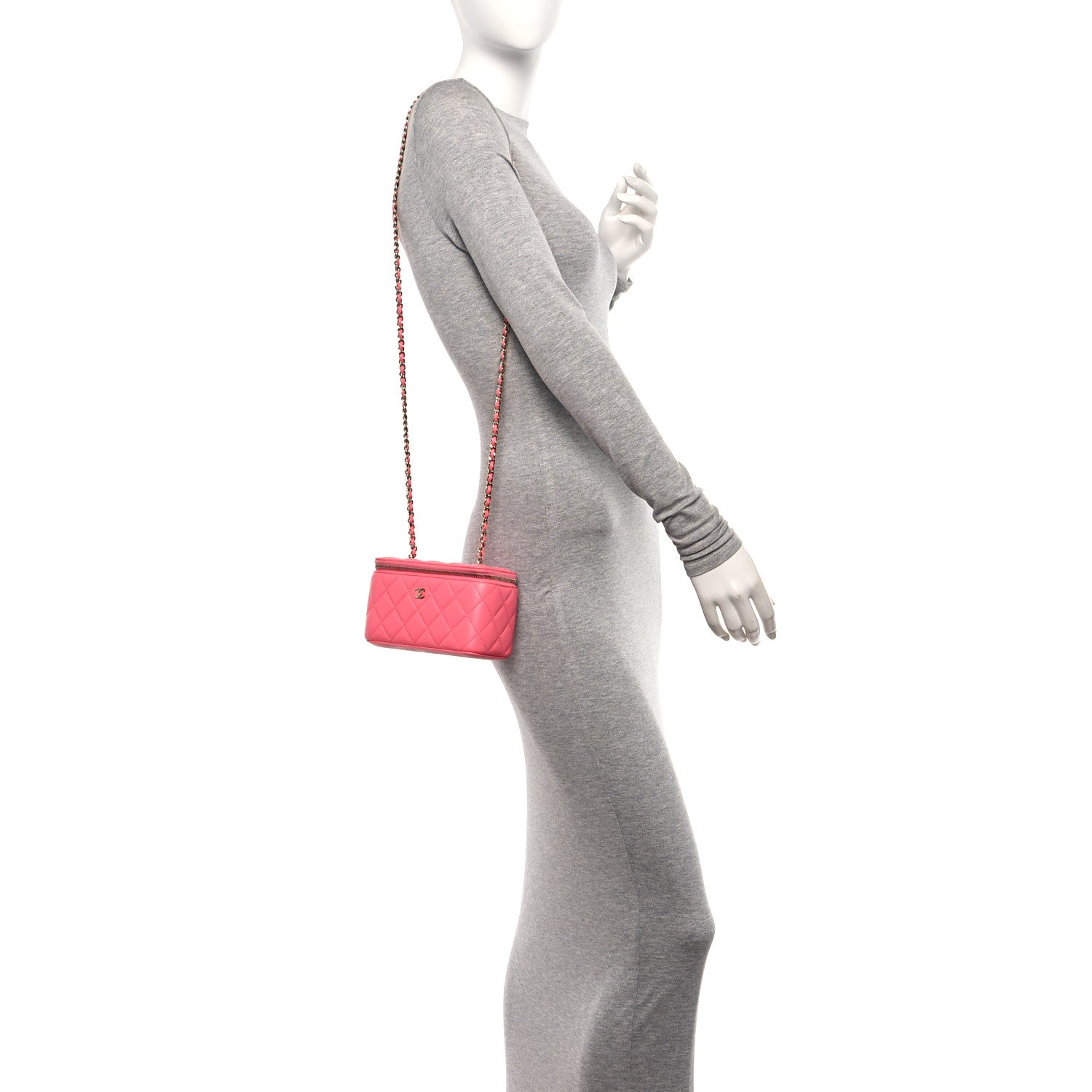 Chanel Lambskin Quilted Small Vanity Case With Chain Pink 2 of 11