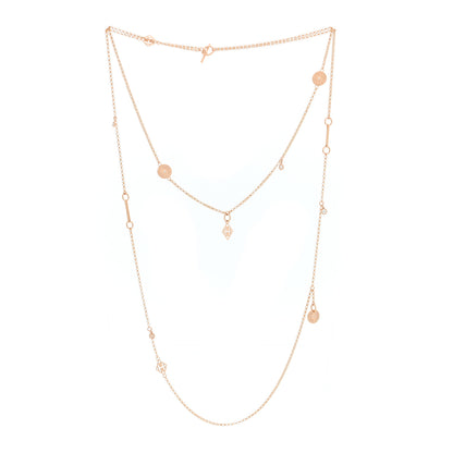 Hermes 18K Rose Gold Diamond Long Gambade Necklace 3 of 5