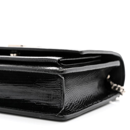 Saint Laurent Calfskin Lizard Embossed Monogram Sunset Chain Wallet Black 10 of 11