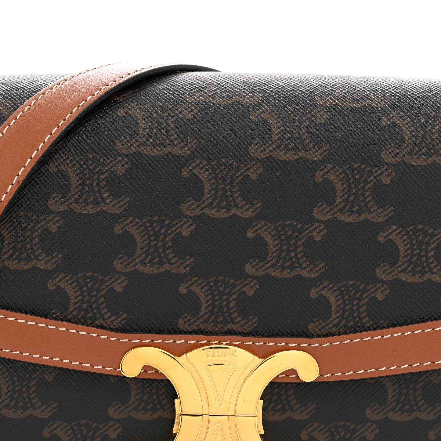 Calfskin Triomphe Canvas Teen Triomphe Bag Tan