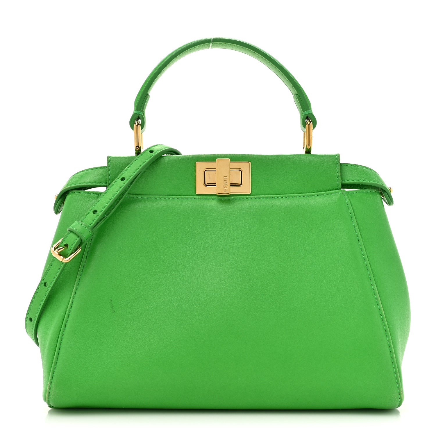 Fendi Nappa Mini Peekaboo Iconic Satchel Tomatillo 1 of 16