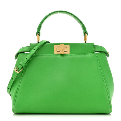 Fendi Nappa Mini Peekaboo Iconic Satchel Tomatillo 1 of 16