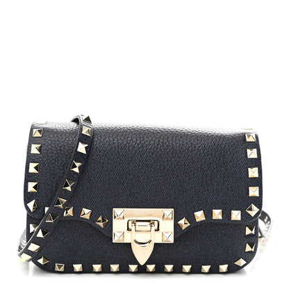 Valentino Garavani Pebbled Calfskin Mini Rockstud Crossbody Bag Navy Blue 1 of 9