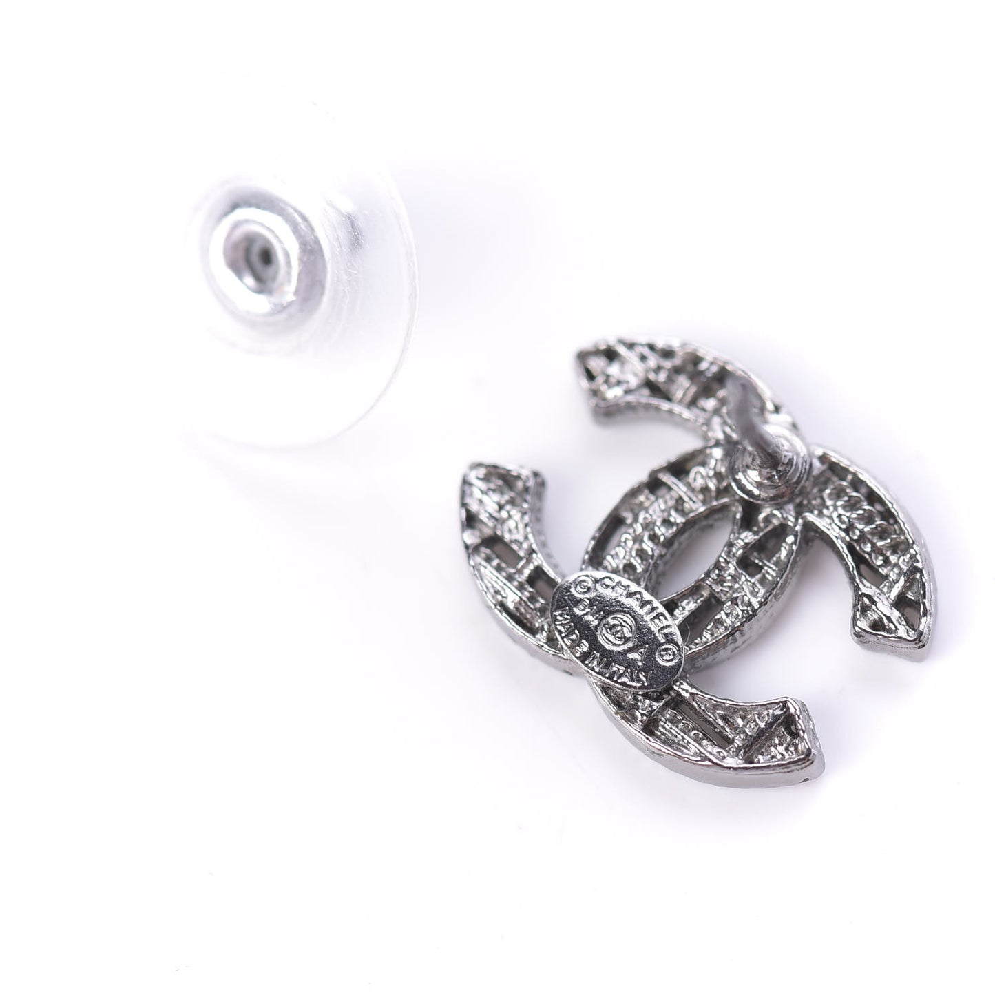 Chain CC Earrings Silver