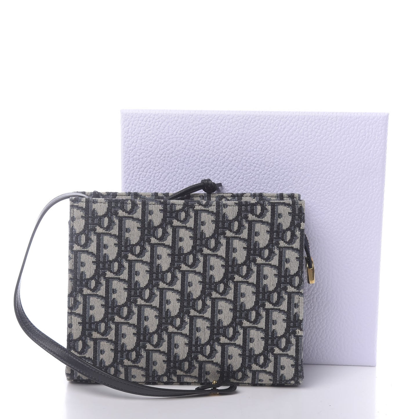Oblique Zipped Pouch Clutch Blue