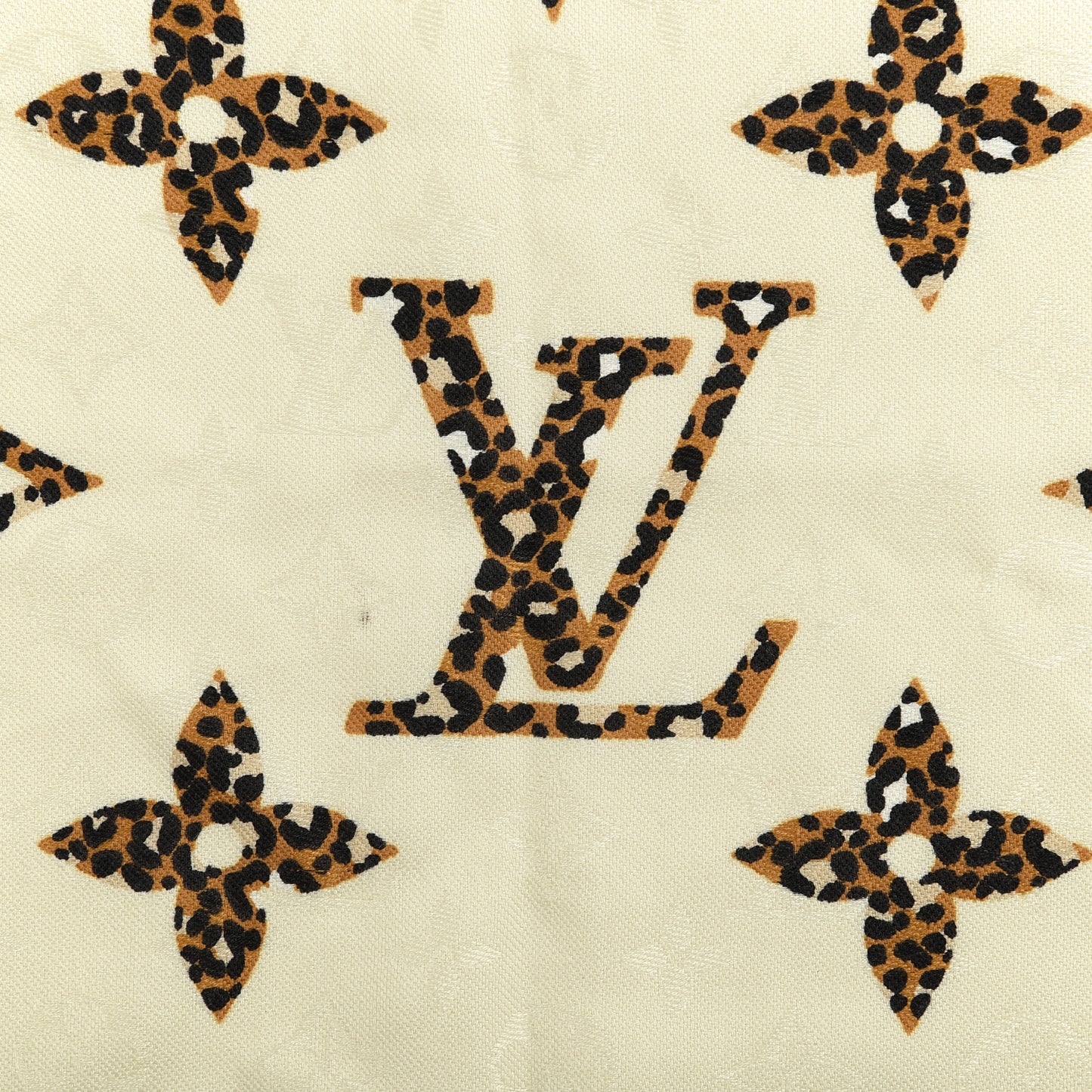 Wool Silk Monogram Giant Jungle Shawl Beige