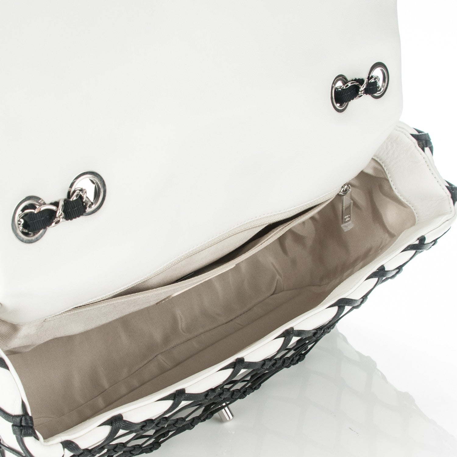 Chanel Lambskin Jumbo Canebiers Net Flap White 5 of 7