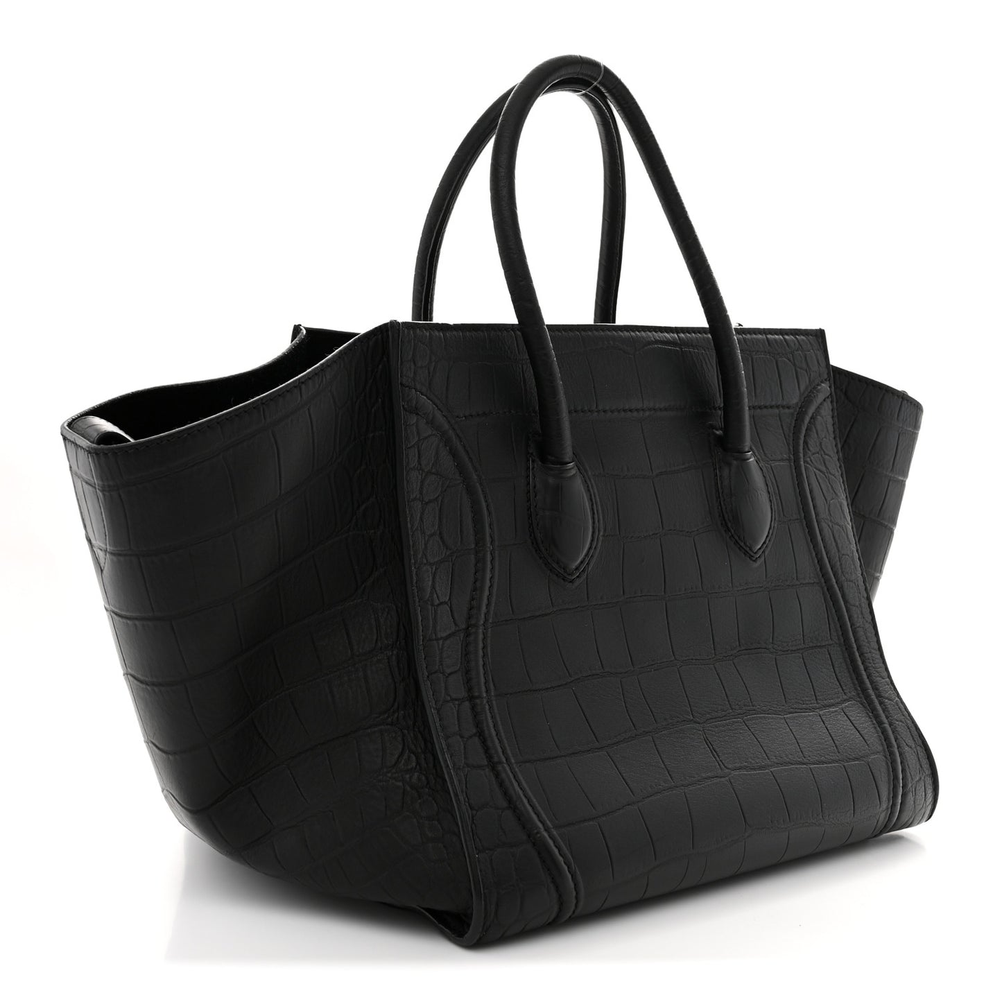 Crocodile Embossed Calfskin Medium Phantom Luggage Black