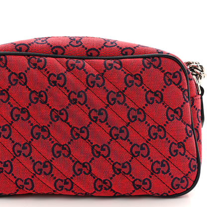 Gucci Monogram Multicolor Matelasse Diagonal Floral Embroidered Small GG Marmont Chain Shoulder Bag Red Blue Multicolor 12 of 12