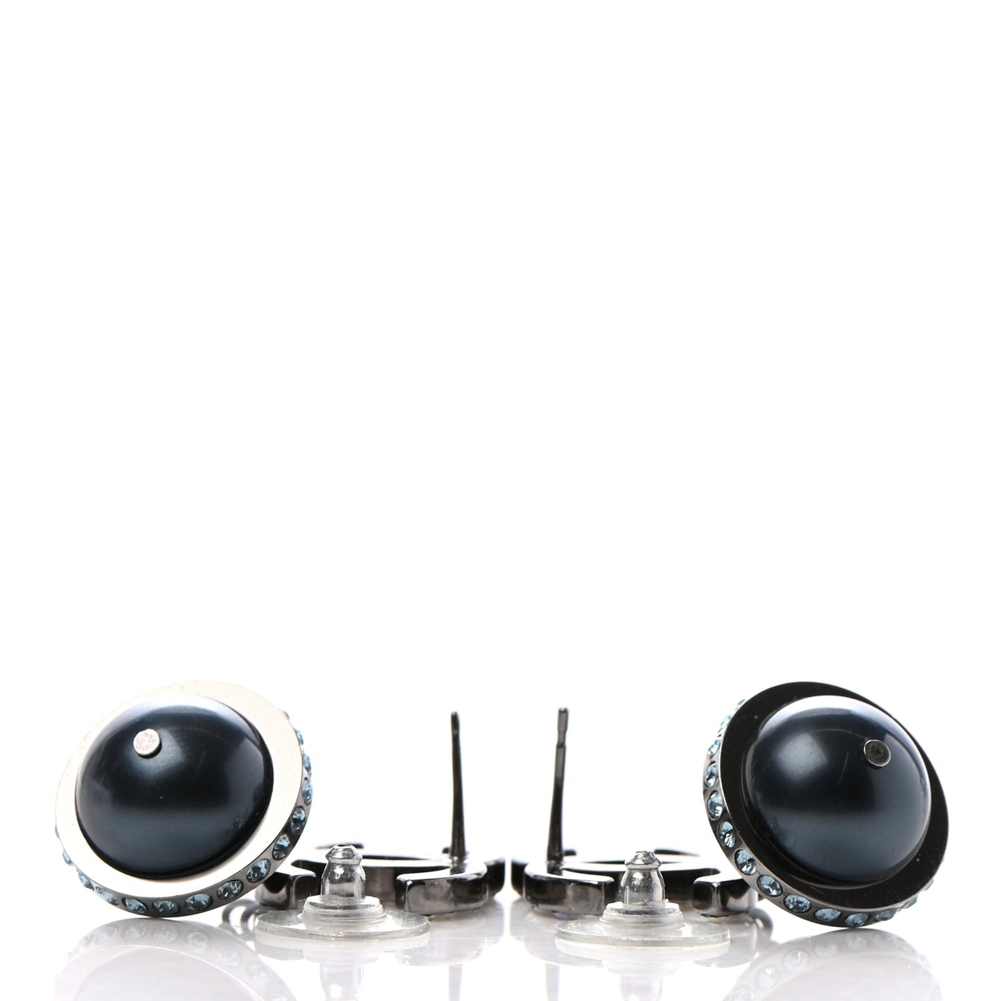 Iridescent Crystal Bead CC Drop Earrings Black