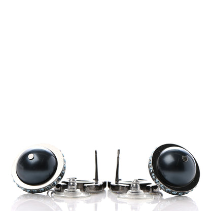 Chanel Iridescent Crystal Bead CC Drop Earrings Black 3 of 6