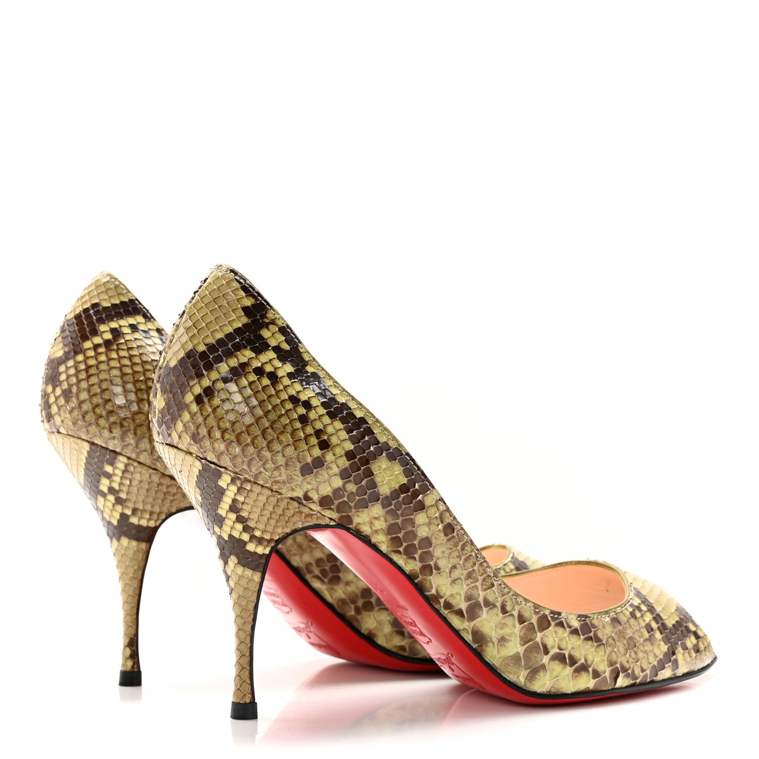 Christian Louboutin Snakeskin Yoyo 85 Peep Toe Pumps 36 Green 4 of 12