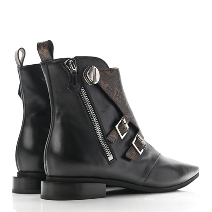 Louis Vuitton Calfskin Monogram Jumble Flat Ankle Boots 39.5 Black 4 of 12