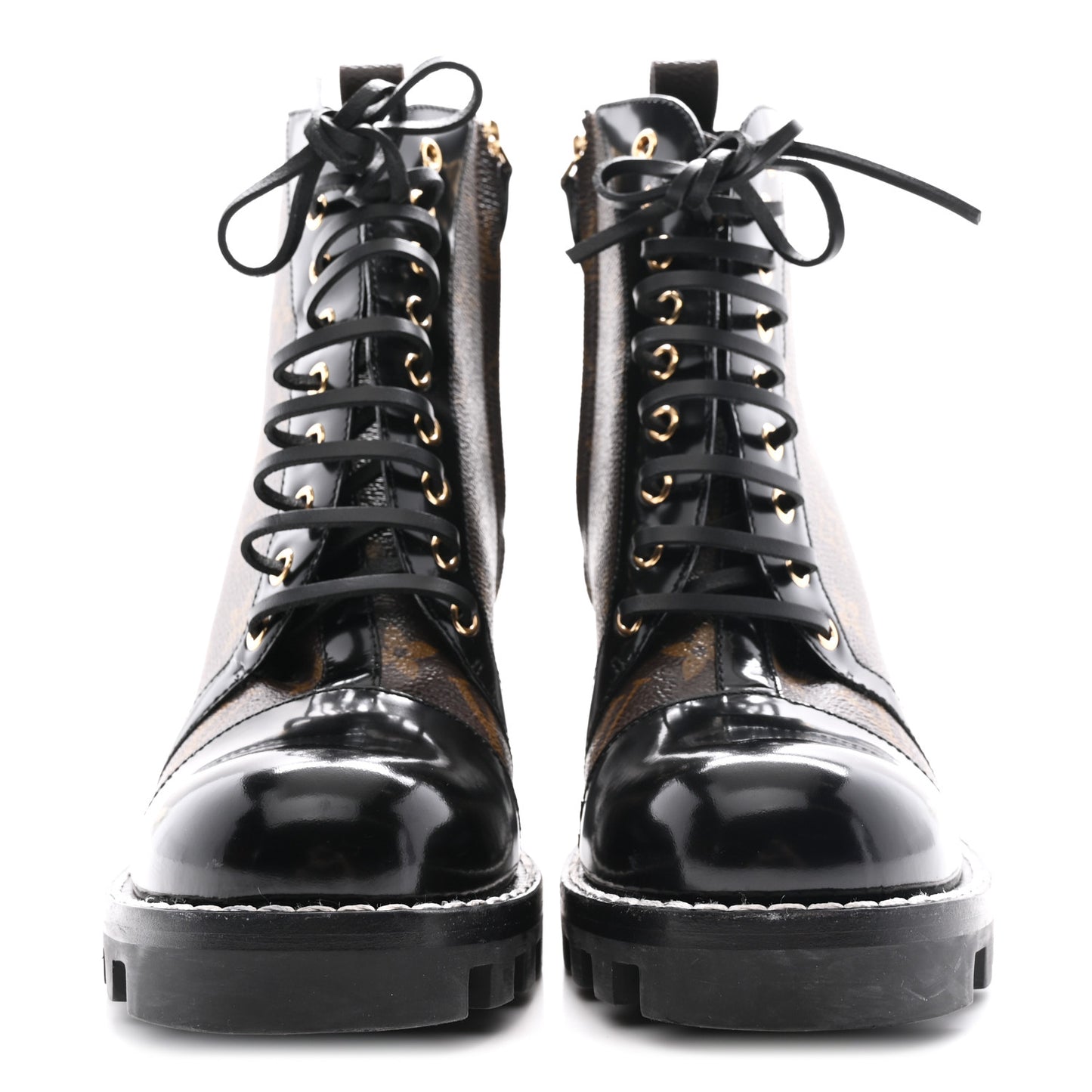 Patent Calfskin Monogram Star Trail Ankle Boots 40 Black